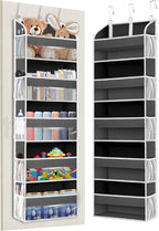 TAHAVICE 1 Pack Over The Door Organizer Storage, Hanging Organizer Closet with 5 Large Pockets 10 Mesh Pockets, 44 lbs Weight Capacity, Behind Door Storage for Nursery Bedroom Bathroom (Dark Grey)