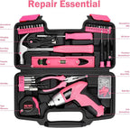 Electric Screwdriver Tool Set 112PCS, Home Tool Kit with 3.6V Small Power Cordless Screwdriver for Women, Pink