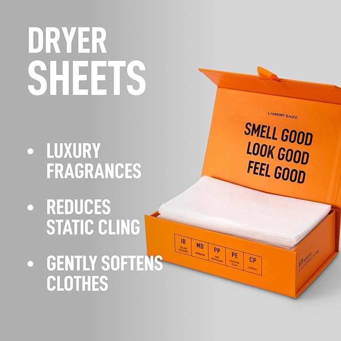 Laundry Sauce Bundle Set Luxury Scented Fabric Softener and Dryer Sheets Pack, Sophisticated Fragrances (Italian Bergamot)