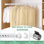Closet Rods for Hanging Clothes, 1.3 Inch Diameter Heavy Duty Closet Rod 17-75 Inch Adjustable Clothes Hanging Bar Matte White Shower Curtain Rods for Closet, Wardrobes, Bathroom, Windows