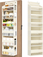 Mefirt Over The Door Organizer, 6 Shelf Door Hanging Organizers with 6 Large Capacity Pockets, Behind Door Storage Hanging Shelves for Closet Wall Bathroom Bedroom Nursery