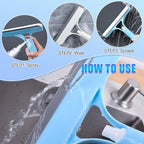 3 in 1 Window Cleaning Scraper,New 3 in 1 Window Cleaner,Squeegee and Scrubber with Spray, for Windows, Walls,Car Windshields, Bathrooms, Kitchens, All-Purpose Window Cleaner Tool (Blue)