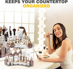Asayuee 2-Tier Corner Bathroom Counter Organizer with Top Toothbrush Holders,Large Makeup Organizer Countertop with Brush Holder,Skincare Organizers Corner,Exquisite Vanity Organizer(Clear, 2 Tier)