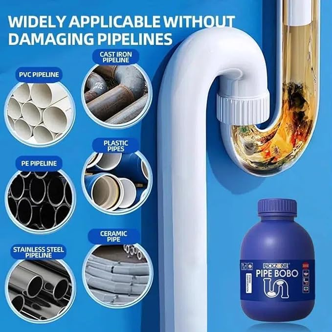 Sink and Drain Cleaner Powder - Drain Clog Remover, Pipe Bobo D-rain Cleaner for Kitchen Bathroom Tubs and Showers, Powerful Unclogging Improve Water Flow (2 Bottle, Fl Oz, 26.8)