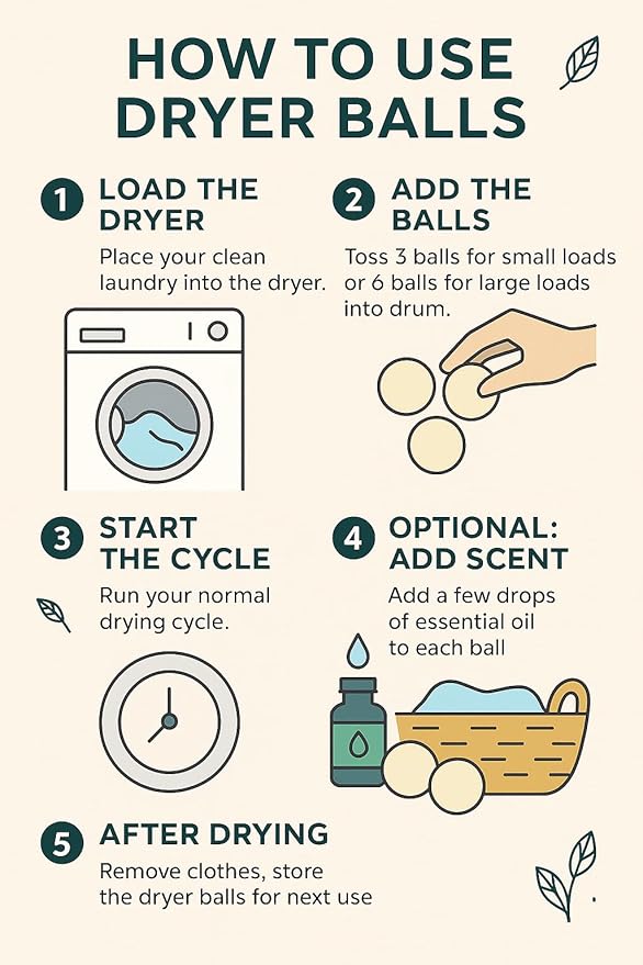 Laundry Wool Dryer Balls | Natural Fabric Softener – Reusable, Eco-Friendly, Reduces Drying Time – Wool Balls Replaces Dryer Sheets - 3 XL Pack - Laundry Balls for Dryer (3 Pack)