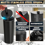 2 PCS Black Toilet Brush and Holder Set - Scratch Resistant Black Toilet Bowl Brush and Holder with Soft Bristles Replaceable Head, Protection from Splashes, and Compact Design - for Cleaning