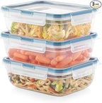Snapware Plastic Total Solution 3-Pack (8.5-Cup) Food Storage Containers Set, Leakproof & Airtight Plastic Locking Lids Rectangular Containers, BPA-Free Lids, Microwave Dishwasher Freezer Safe
