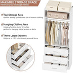 Besiost Closet System Set of 4, 8FT Closet Systems with 12 Wood Drawers, 96" Closet Organizer System with 4 Hanging Rods & 4 Shelves, Heavy Duty 96 Inch Walk-in Closet, White (96"L x 15" W x 80" H)