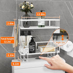 Godboat Bathroom Organizer - Over the Toilet Storage Cabinet, 2-Tier Floating Shelves, Wall Shelf with 2 Hooks & Paper Rack, Cool Accessories & Decor, Gifts for Women, Mothers Day (White)