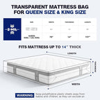 2 Pack Mattress Bags for Moving & Storage - 107" x 78" x 14'' for King / Queen Size, Waterproof & Tear-Resistant, 2.0 MIL Heavy Duty Mattress Cover Moving Supplies