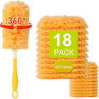 360° Heavy Duty Duster Refills for Swiffer Dusters, Multi-Surface Larger Size Duster with 4X Microfibers, Disposable Duster Refills Kit for Cleaning, Unscented, 18 Pack & 1 Handle
