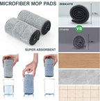 Large Mop and Bucket with Wringer Set for Home, Hands Free Flat Floor Mop and Bucket System with 4 Washable Microfiber Pads, Wet and Dry Use, Mops for Floor Cleaning, Two Bucket Mop System