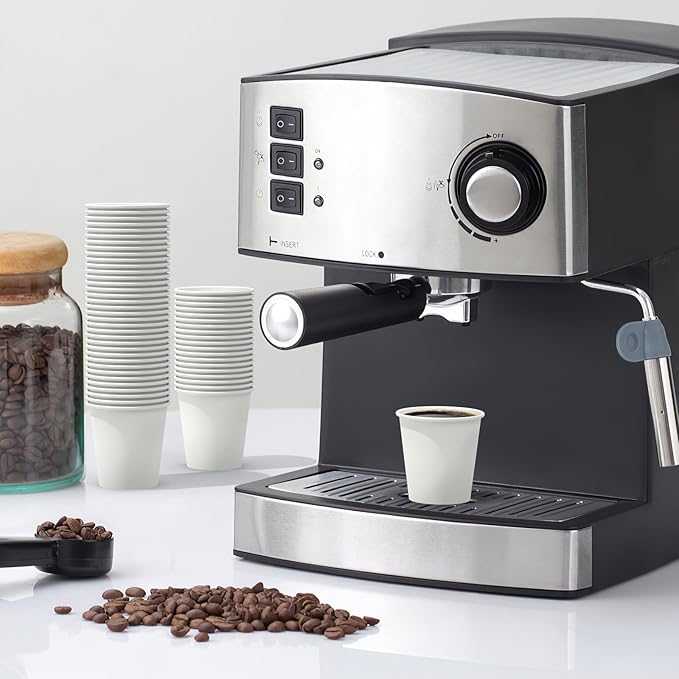 100 Count 6 oz Coffee Cups, Leak-Free Food Safe Paper Cups 6 oz, Disposable 6oz White Paper Cups for Cold and Hot Drinks