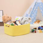 Large Storage Baskets for Shelves, Closet Organizers Bins for Clothes Blanket Towels, Baby Nursery, Toy Baskets Box, Woven Rope Baskets, 17 x 13 x 7.5”, 3 Packs Yellow