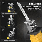 Cordless Reciprocating Saw for Dewalt 20V Battery, 150W Power Brush Reciprocating Saws, 0-3500 SPM Variable Speed, 4 Saw Blades Kit Cutting Tool for Wood Metal PVC (Battery Not Included)