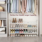 LINZINAR Shoe Rack Long 3 Tier Shoe Storage Organizer Metal Wide Shoe Shelf for Closet Entryway Bedroom 24 Paris Large Capacity, Black (White, 3-Tier)