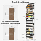 Mefirt Over The Door Organizer, 7 Tier Door Hanging Organizers with 7 Large Pockets 12 Side Pockets, Behind Door Storage Hanging Shelves for Closet Bathroom Bedroom Nursery