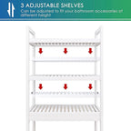 SMIBUY Bathroom Storage Shelf, Bamboo Over-The-Toilet Organizer Rack, Freestanding Toilet Space Saver with 3-Tier Adjustable Shelves (White)