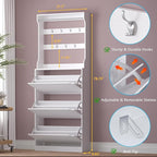 BORNOON Shoe Cabinet with 3 Flip Drawers & Coat Rack, Narrow Hidden Shoe Storage Cabinet, 2-in-1 Hall Tree Slim Freestanding Shoe Rack Organizer for Entryway, Hallway, and Living Room
