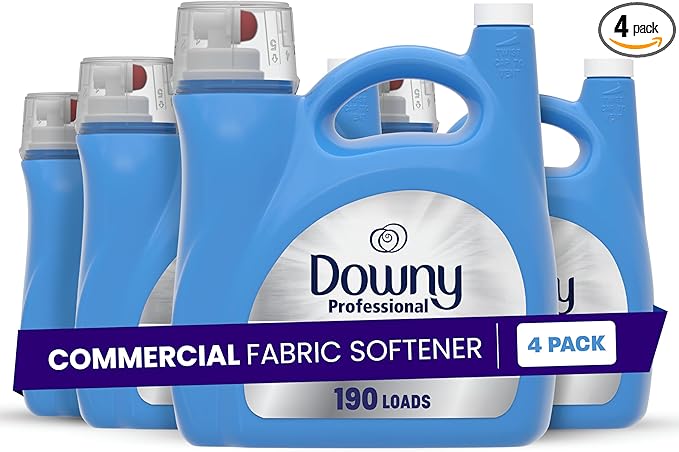 Downy Fabric Softener, Bulk Liquid Fabric Conditioner for Commercial & Residential Washing Machines, 190 loads, Clean & Fresh Scent, 140 fl oz (Case of 4)
