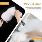 White Lambswool Extendable Duster, 32-98 Inch Bendable Wool Head with Anti-Static Properties and Stainless Steel Extension Pole for Ceiling Fans, High Walls, and Roof Dusting(Two Pack)