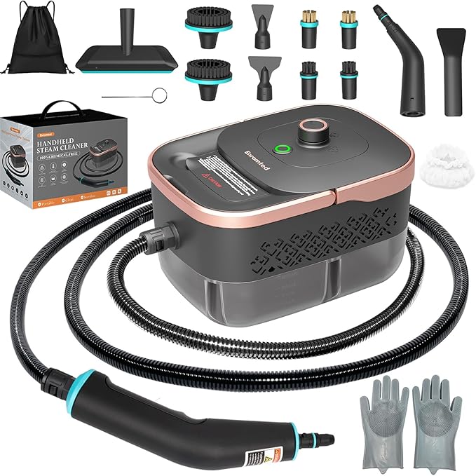 Handheld Steam Cleaner for Home,15s Heat-Up 42.27oz Tank,2500W Portable Steamer for Cleaning,with 15 pcs Accessories,Pressurized Steam Cleaner,Grease,Grout,Furniture,Bed Bugs,Floor,Couch and Car