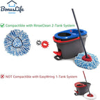 4 Pack Mop Head and 1 Pack Head Base Part for O-Ceda RinseClean Spin Mop Refill 2-Tank System Only Easy Cleaning Microfiber Replacement