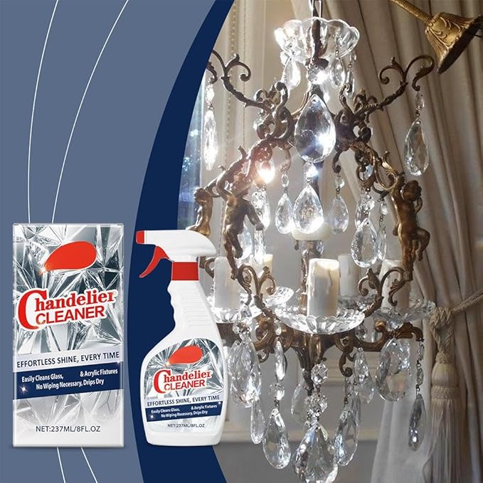 2 Pcs Chandelier Cleaner Spray – No Wipe Crystal & Brass Cleaner for Chandeliers, Drip-Dry Formula, Safe for Glass, Silk Plants, and Dark Crystals – Fast Dusting & Streak-Free Cleaning