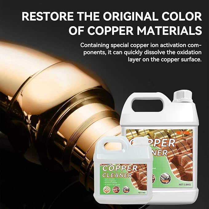 Copper Cleaner & Rust Remover & Polish - 3-in-1 Formula Action Fast-Acting Removes Rust, Oxidation and Restores Shine | Professional Grade Brass Cleaner Safe for Various Copper Products (3.8kg)