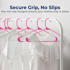SereneLife 100-Piece Plastic Shirt Hangers – Non-Slip, Slim, Heavy Duty Clothing Hangers for Closets, Space Saving Lightweight Design for Dresses Shirts Coats and Everyday Wardrobe Organization (Pink)
