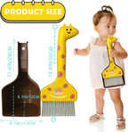 Mini Broom and Dustpan Set Cartoon Small Broom with Dustpan Combo Set Cute Cleaning Kit for Home Office Floor (Brown)