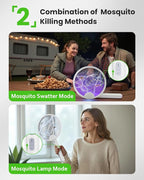 Electric Fly Swatter Racket, Foldable 2 in 1 Bug Zapper with Purple Trap Lamp, 4000V & 1500mAh Powerful Mosquito Trap Killer with Type-C Rechargeable for Indoor Home Office Patio Camp(1 Pack)