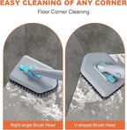 Long Handled Scrub Brush for Shower,3-in-1 Cleaning Brushes with 3 Different Function Cleaning Heads Brush for Shower Cleaning Bathroom Kitchen Walls Tub Tile (Grey)