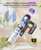 Cuzmok Cordless Stick Vacuum Cleaner for Home: Power Suction Vacuum Tangle-Free Lightweight Design & 2600mAh Detachable Battery Up to 50mins Runtime for Pet Hair Carpet Hardwood Floor