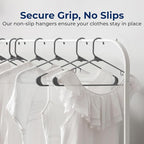 SereneLife Plastic Hangers 100 Pack - Space Saving Clothes Hanger - Durable & Strong Closet Organizers and Storage with Built-in Strap Hooks - Essential for Shirts, Pants, Skirts & Coats (Gray)
