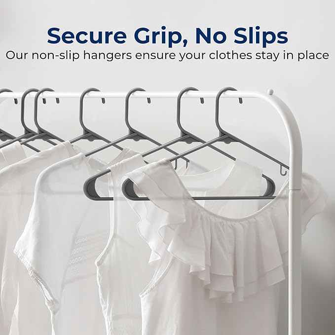 SereneLife Premium 20 Pack Plastic Hangers, Lightweight, Durable, Space Saving Clothes Organizers, Suitable for Shirts, Sweaters, Hoodies, Dresses, Kids Clothes, Good for Home Organization (Gray)