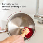 Vigar Dolls Dish Brush with Ergonomic Handle and Dres-shaped Storage Holder - Scrub Brush for Pans, Pots, Kitchen Sink Cleaning, Blue/Pink