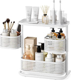 3-Tier Rotating Bathroom Counter Organizer, Vanity Tray for Makeup & Skincare, Countertop Spice Rack Storage, Space-Saving Shelf for Bathroom, Kitchen, Laundry Room, Baby Bottle Station, White