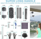 Microfiber Feather Duster with Extension Pole 30 to 100 inches, Reusable,Bendable, Washable Dusters for Cleaning Ceiling Fan, High Ceiling, Blinds, Furniture & Cars, 12PCS