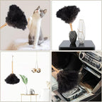 Aldwin Ostrich Feather Duster, 16 inch Black Genuine Ostrich Feathers with Wood Handle, Reusable Car Dusters, Eco-Friendly Cleaning Handheld Dusters for Home, Office and Kitchen