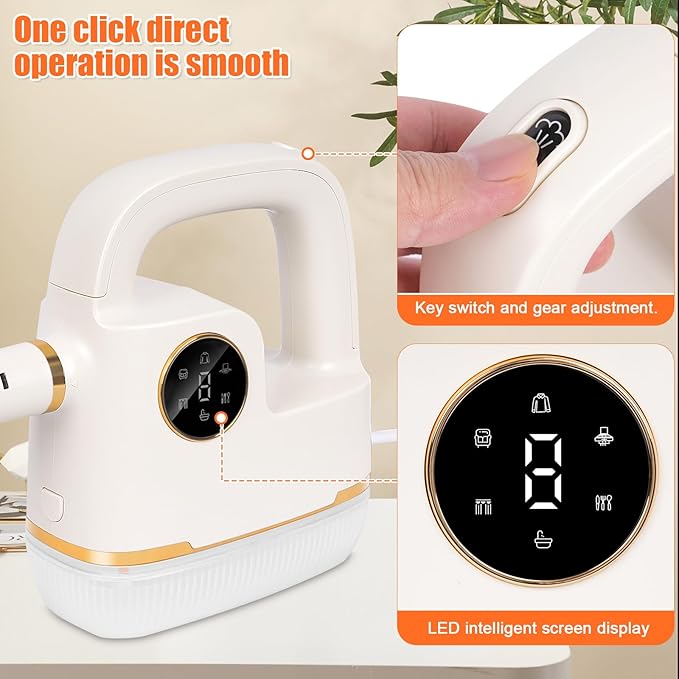 STEAM CLEANER Handheld [One Click Clean] Steamer for Cleaning 10-in-1 High Pressure Steam Cleaner for Home/Car Detailings/Fabric etc. Separate Design|Digital Display|Two Cleaning Methods