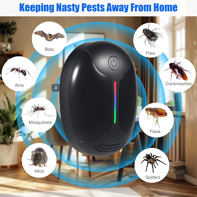 2025 Ultrasonic Pest Repeller Indoor Electronic Mouse Repellent Devices Rodent Repellent Ultrasonic Plug in Pest Control for Mice Roach Bug Mosquito Spider Ant Insect for Home Office,3 Mode Switching