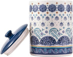 Bico Blue Talavera Ceramic Air Tight 9 inch Cookie jar, for holding coffee, powder, tea, spices, Microwave and Dishwasher Safe