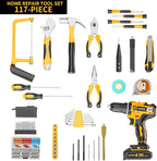 117-Piece Tool Kit with 20V Cordless Drill Mechanic Tool Set for Home & Auto Repair Toolbox Storage Case Perfect for Men, DIYers, Handymen