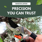 Saboten Japanese Bypass Pruning Shears 7.9 in, Fluorine-Coated Blade Wipes Clean, Rust & Sap Resistant, Ergonomic Non-Slip Grip, Duracon Safety Lock, 20mm Cut Capacity, Made in Japan Garden Clippers