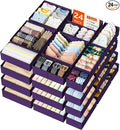 DIMJ Drawer Organizer Clothes - 24 Pack Closet Drawer Organizer Bins for Baby Clothes Storage, Fabric Dresser Organizer for Nursery Bedroom, Foldable Small Drawer Dividers for Underwear Socks