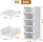 Neprock Stackable Plastic Storage Drawers for Closet Organizers and Storage,4 Pack Open Storage Bins Closet Shelf Clothes Organizer for Closet Wardrobe(4L)