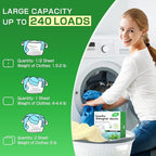 Soulink Laundry Detergent Sheets Unscented 240 Loads，Eco Friendly Detergent Sheets for Travel & Home - No Plastic Jug Liquidless Soap Strips, Plant-based, Hypoallergenic. Safe for Sensitive Skin