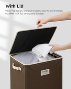 SOLEDI Laundry Hamper with Lid 100L Large & Tall Collapsible Laundry Basket, Clothes Hamper with Bag Removable Easy to Carry, Dirty Hampers for Bedroom, Bathroom, Dorm, College, Chocolate