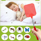 3 Pack Fly Swatters Set - Plastic Fly Swatters Heavy Duty - Square Fly Swatters with Stainless Steel Handle for Indoor and Outdoor - Blue + Green + Red